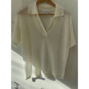 NEW SELF CONTRAST women's autumn boxy polo in white